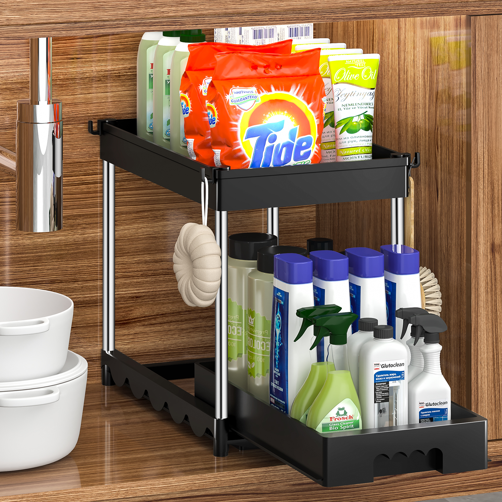 2-Tier Organizer Shelf Storage Rack For Kitchen Bathroom Countertop Cabinet E7S7 